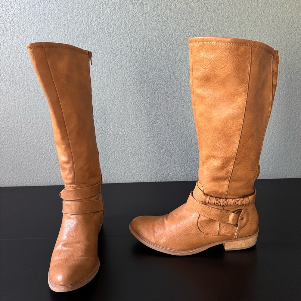 Women's Tan Leather Knee-High Boots 9